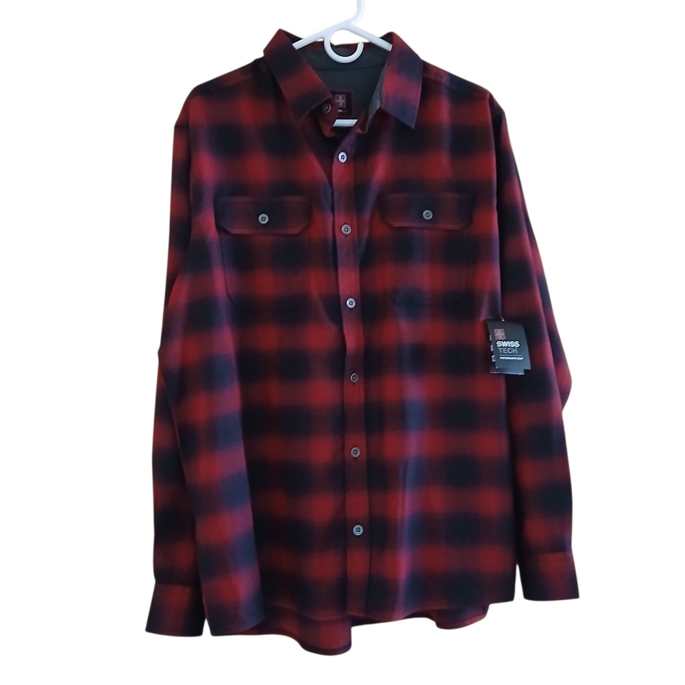 Swiss Gear Plaid Performance Flannel Button Down Shirt L